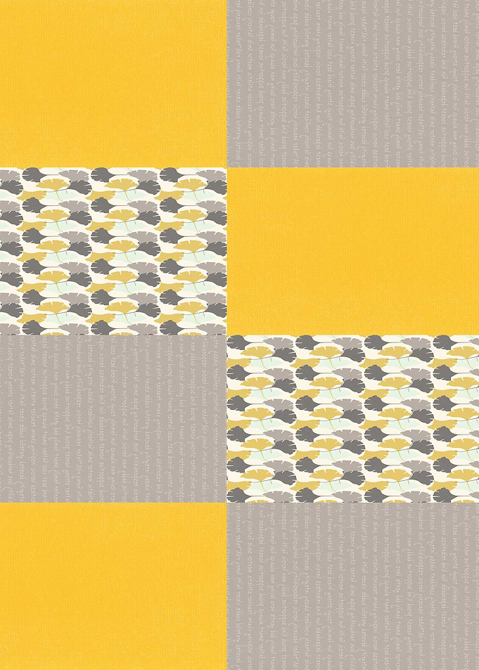 modern yellow and grey square art work