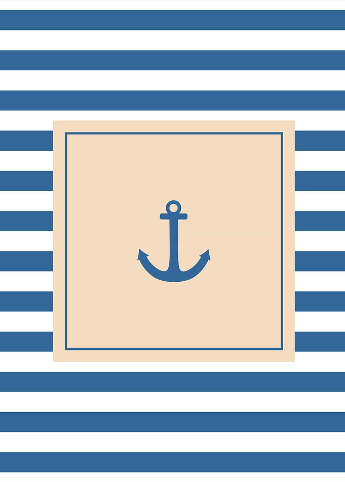 Hello sailor with anchor on white and blue stripes