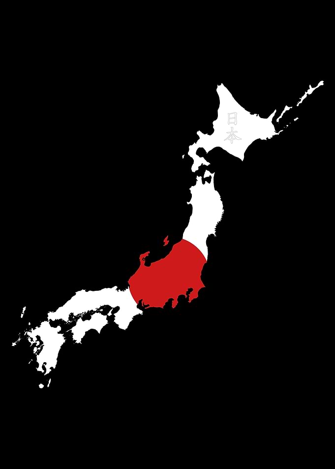 Japan shape with flag