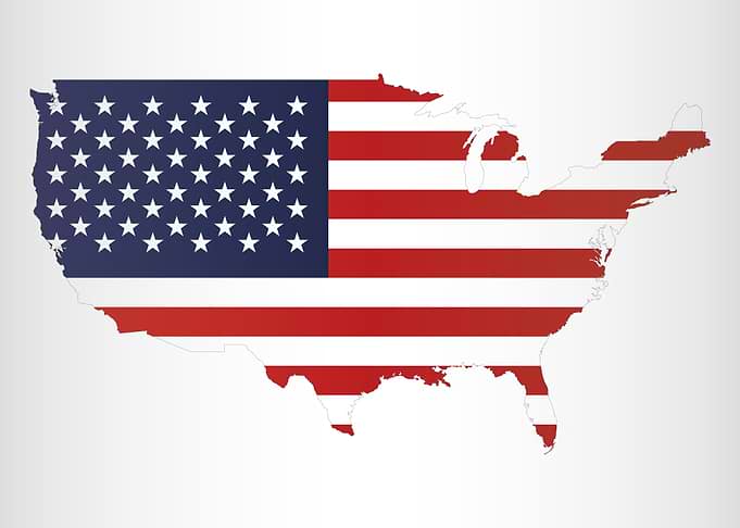 United States Of America shape with flag