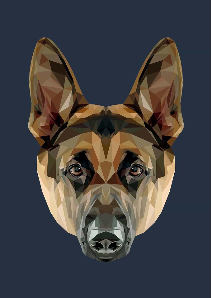 German Shepherd Polygon Art // Navy