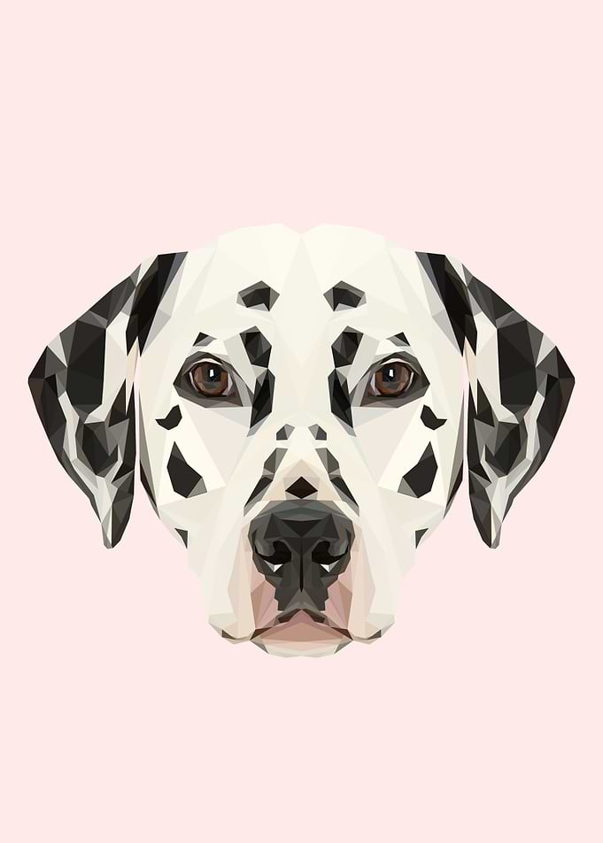 Dalmatian Polygon Art // Pastel Pink