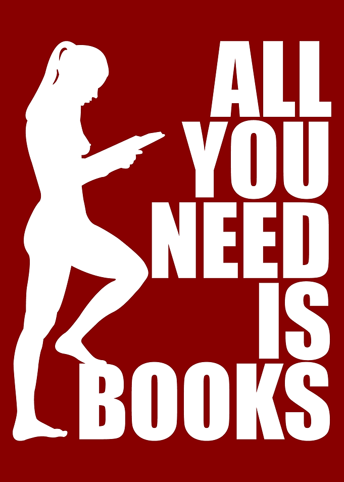 Silhouette of a naked girl reading a book in a circle, ...