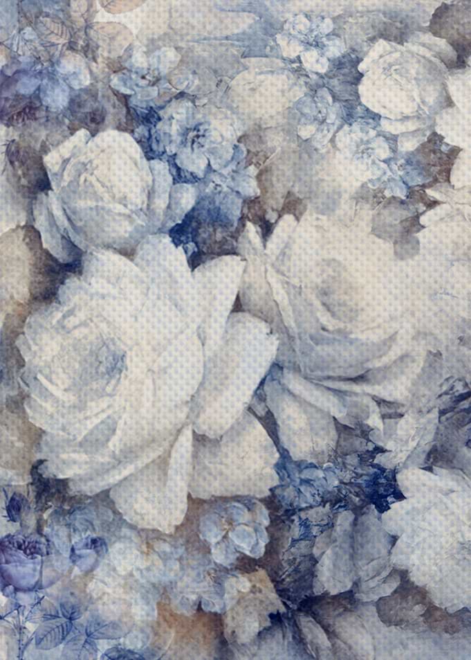 vintage floral in white and blue