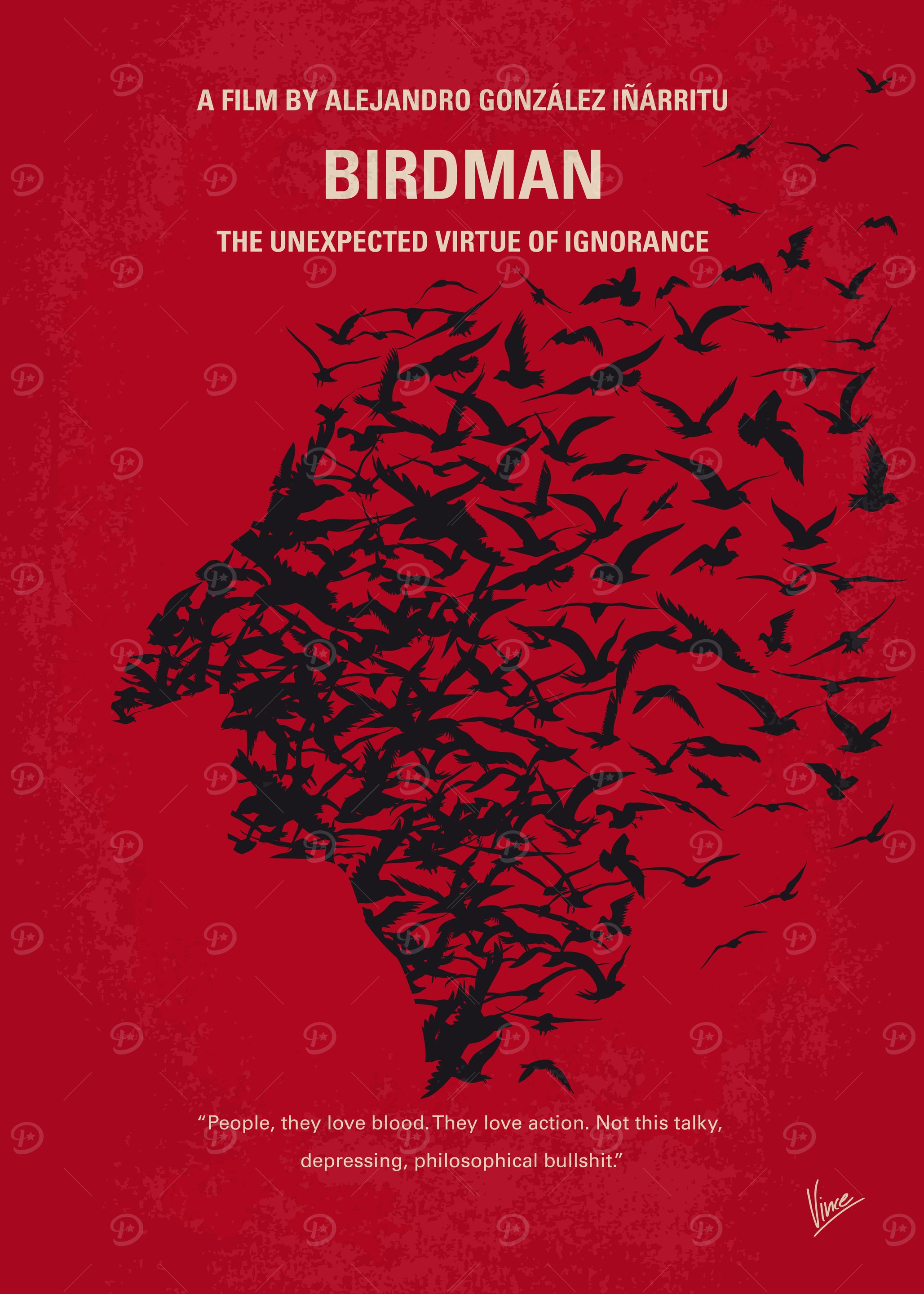 No604 My Birdman minimal movie poster Illustrated upon ...