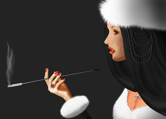 Beautiful woman with cigar