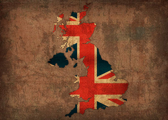 Country Flag Map of the United Kingdom