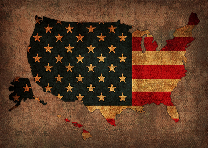 Country Flag Map of USA