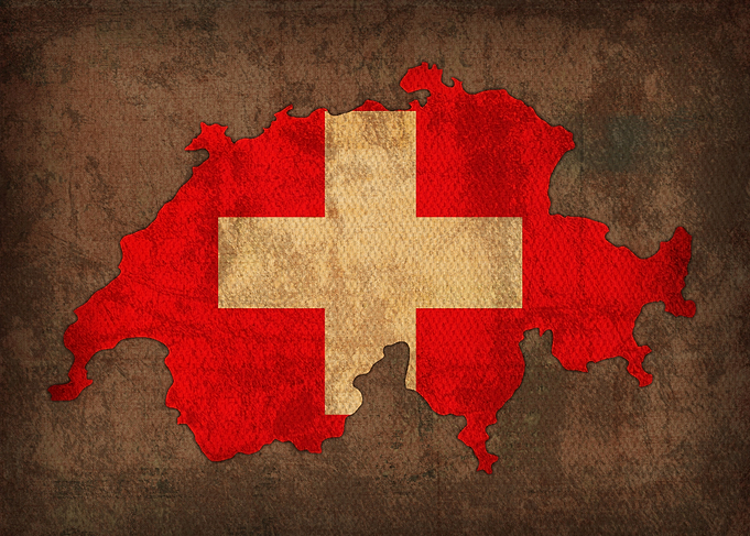 Country Flag Map of Switzerland