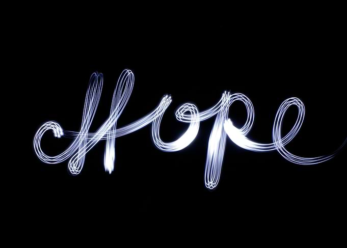 Photograph of the word Hope with a long exposure effect ...