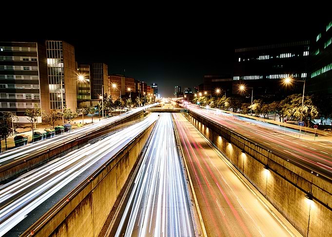 Barcelona traffic at night