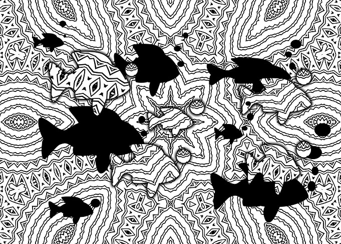 fish black and white Style
