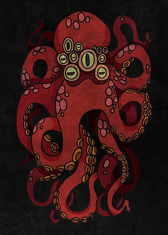 Illustrations of an Octopus, a sea creature .