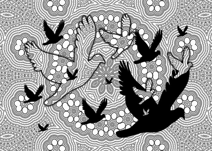 Pigeon black and white Style