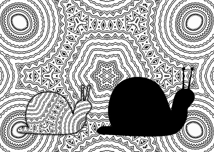 snail black and white Style