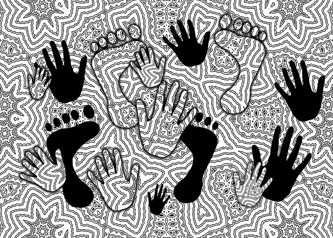hands and feets black and white Style