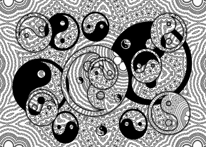 Yin - Yang black and white Style