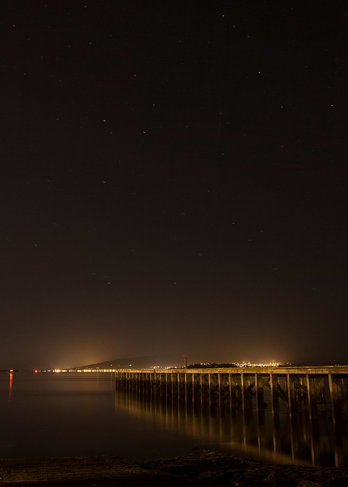 Long exposure of a pier on the River Clyde in Scotland