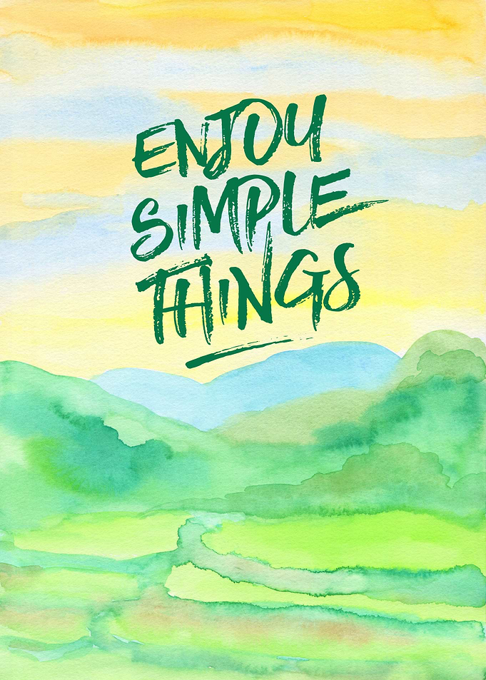 Enjoy Simple Things Rice Paddies Watercolor Painting - ...