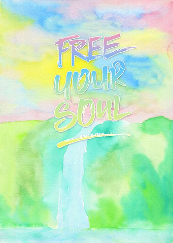 Free Your Soul Watercolor Colorful Spring Waterfall Pai ...
