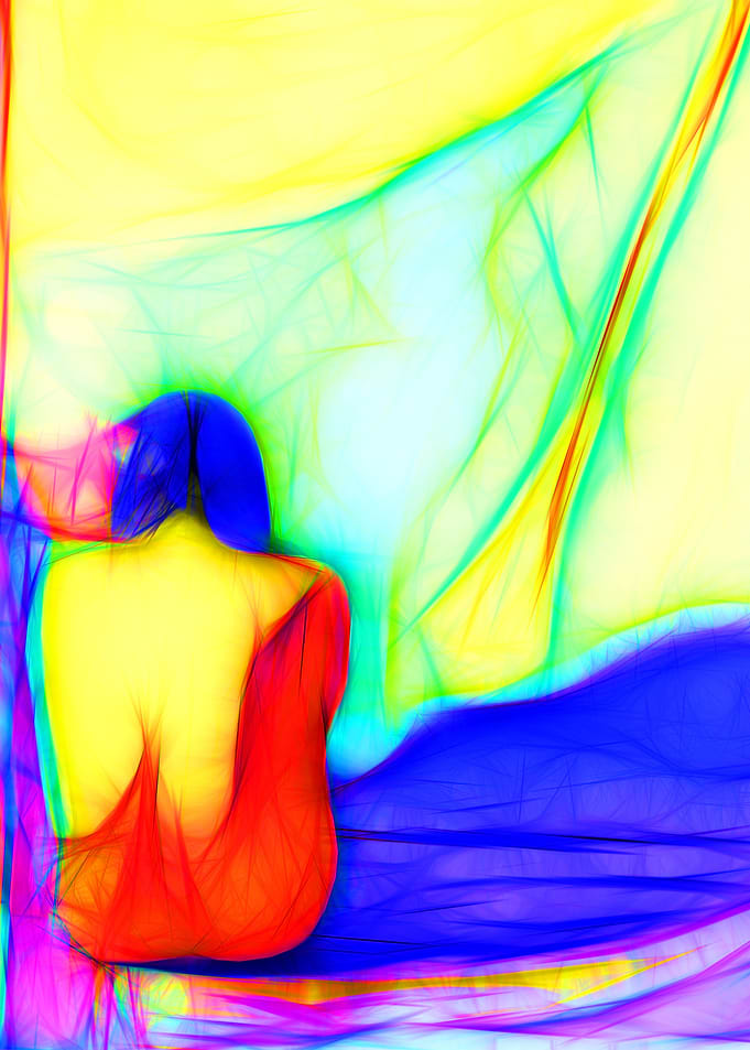 Nude sitting woman