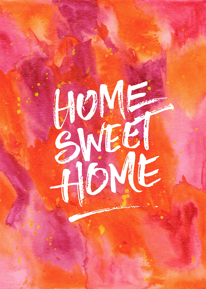 Home Sweet Home Handpainted Abstract Watercolor Orange ...