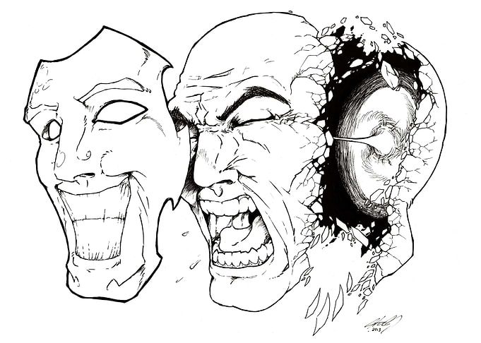 A piece using India Ink to illustrate the human conditi ...