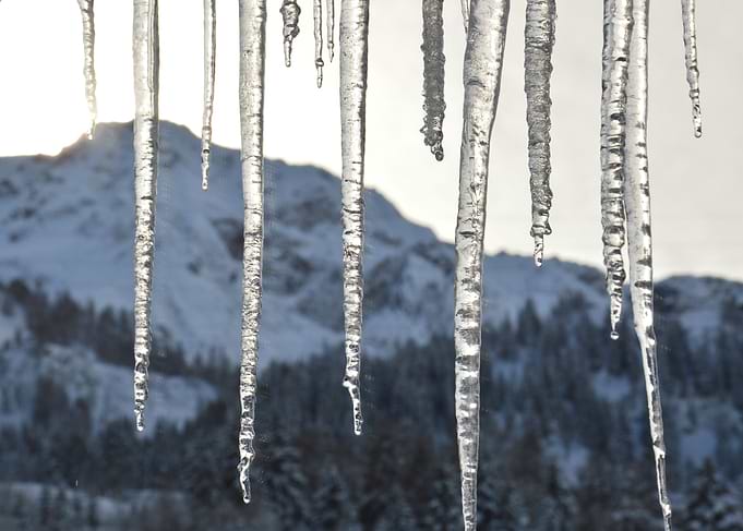 the Swiss Alps , with icicles