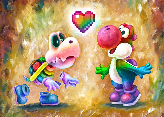 Rainbow Yoshi Loves Dry Bones