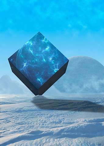 The Cube in snow. 3D composing