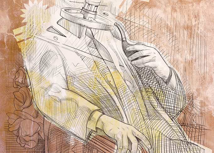 man sitting on a chair with pipe