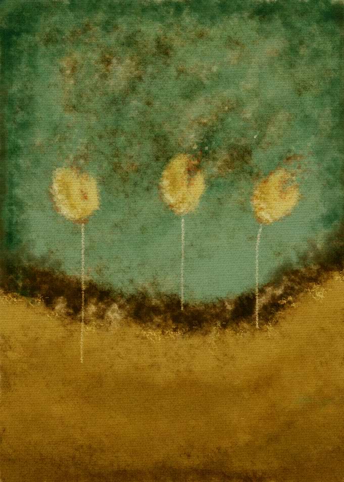 A digital Illustration of three flowers...releasing...