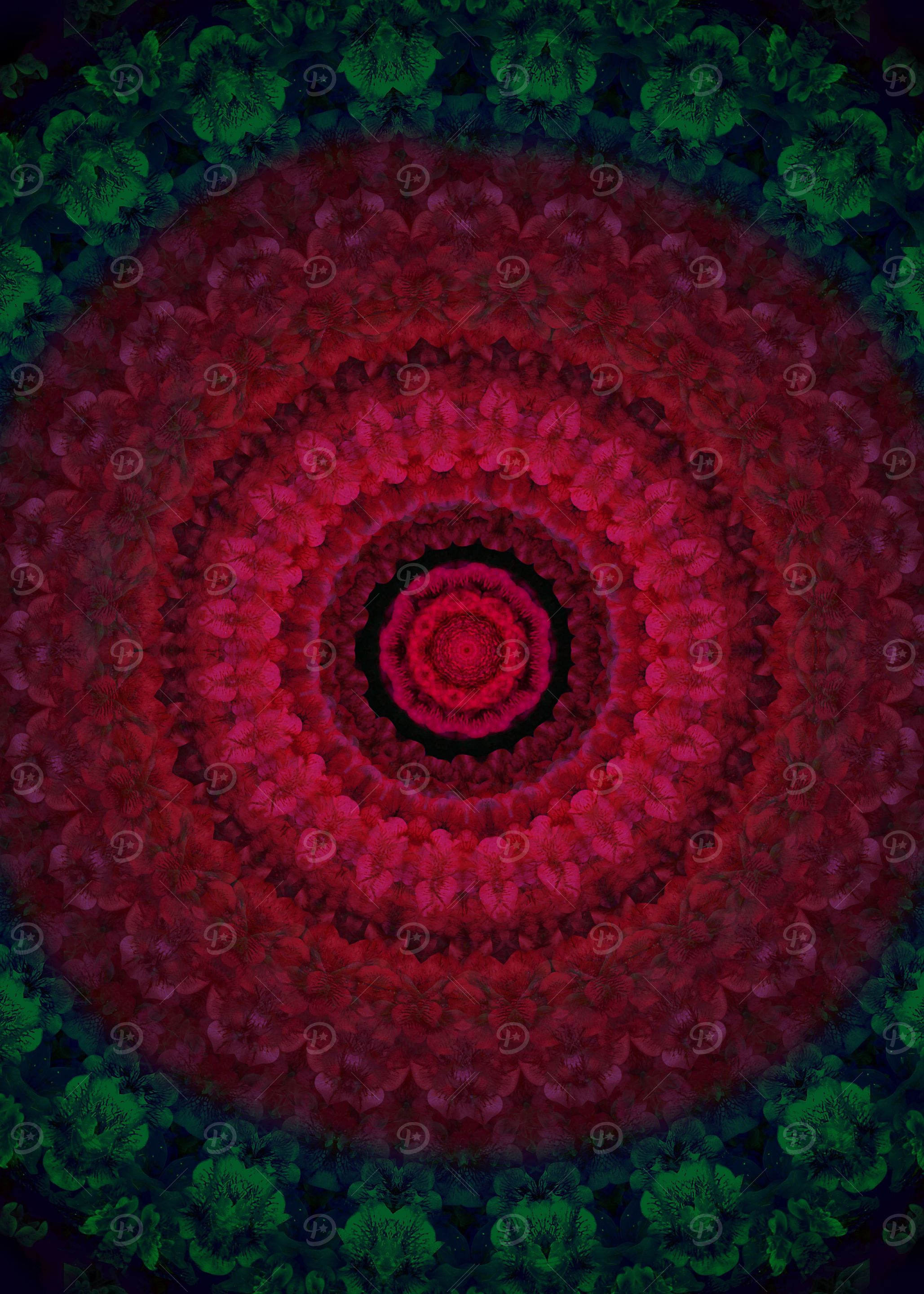 Red and green mandala