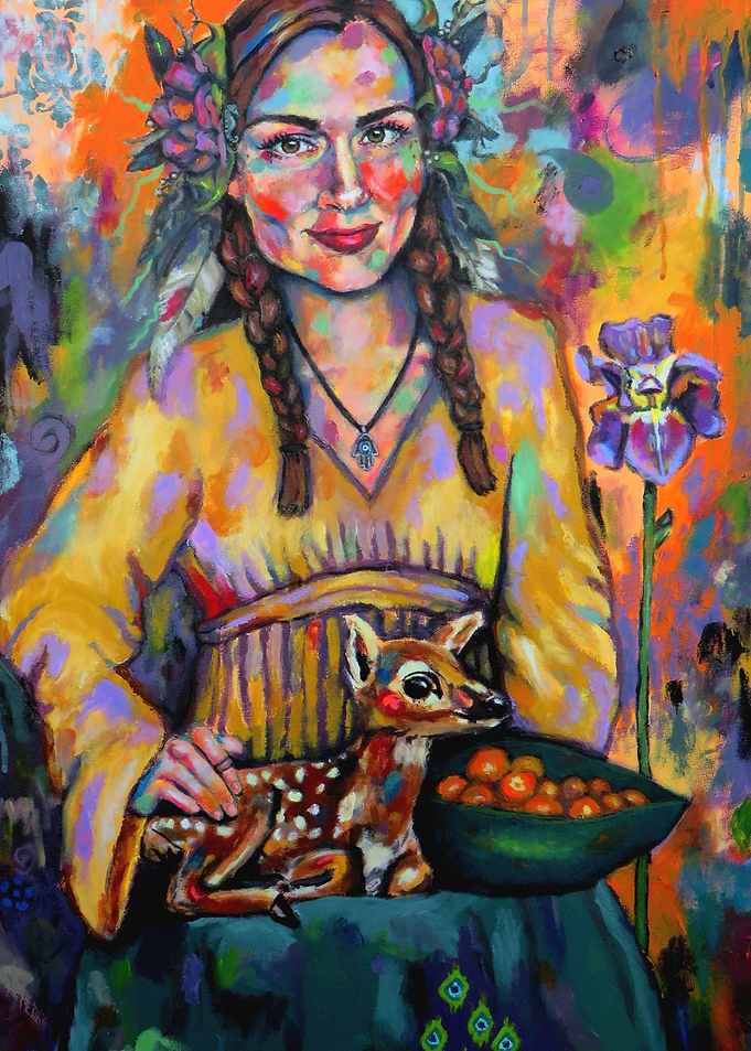 Self-Portrait with Fawn