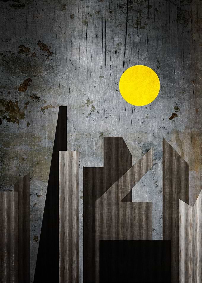 Grunge Winter Rusty City Geometric Flat Urban Landscape ...