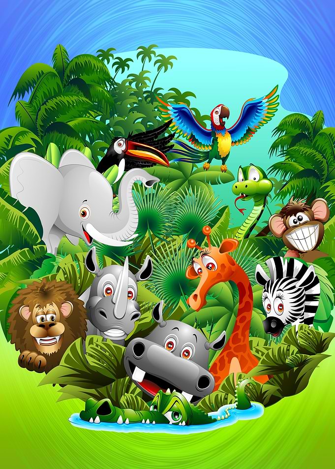 Wild Animals Cartoon on Jungle