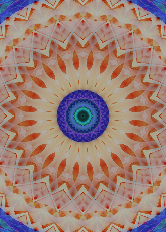 Mandala in orange and blue colors
