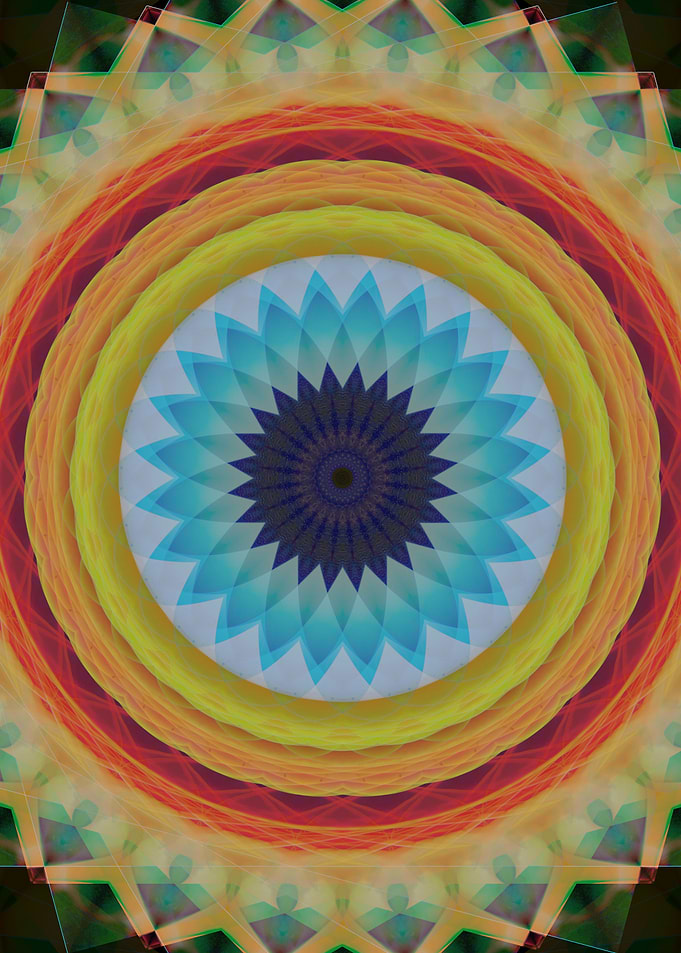 Mandala with blue flower pattern