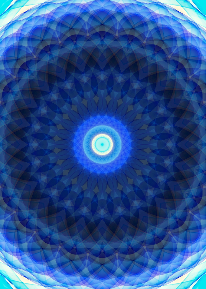 Mandala in dark and light blue tones