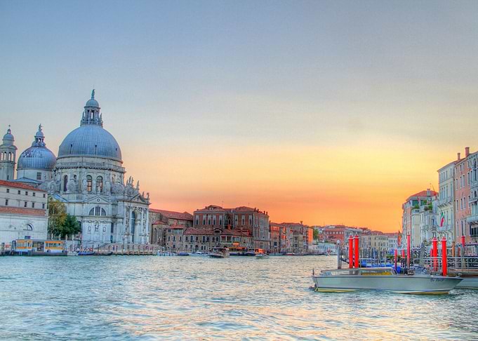 Sunset in Venice canal Italy