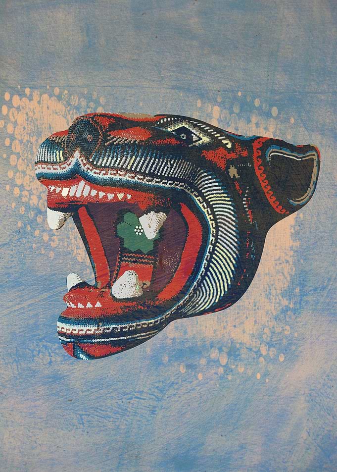 Digital illustration of a jaguar balam head