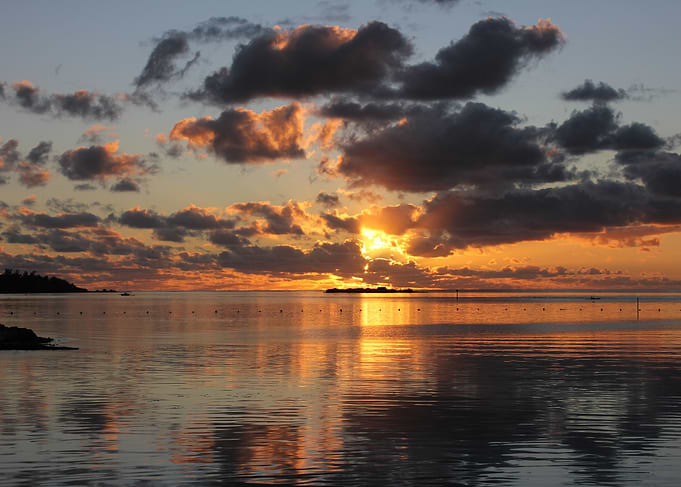 Water and sunset reflection