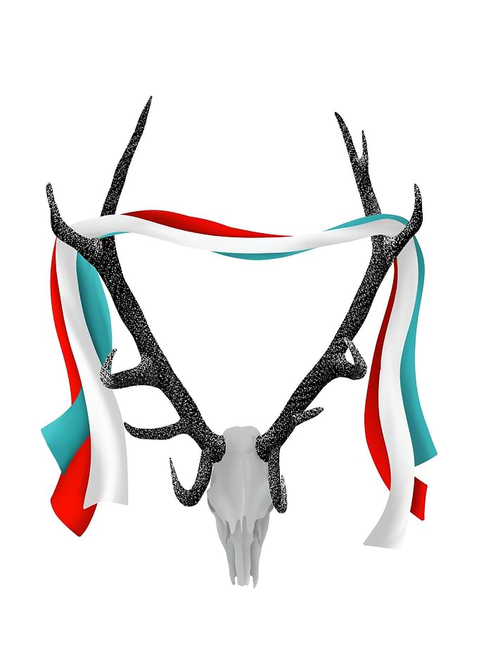 An illustration of a stags head mounted on a white back ...