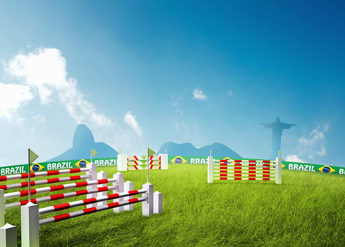 Riding obstacles jump in Olympic games