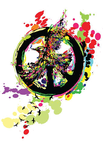 flying birds with peace sy