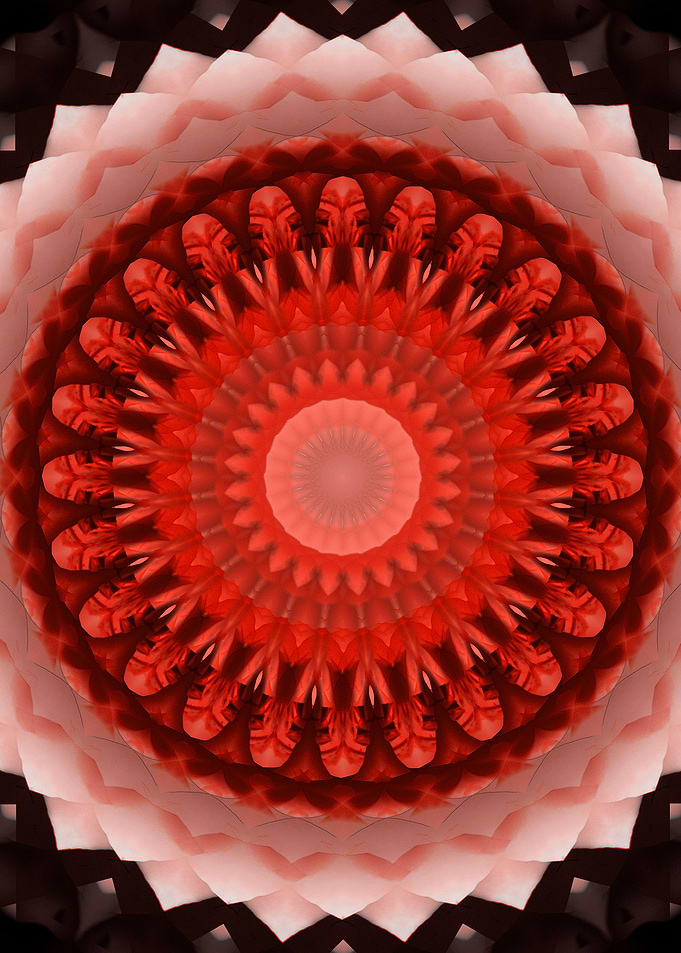 Mandala with red masks motiff