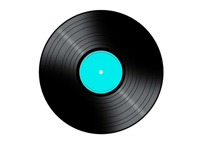 Music Record Vinyl Record with a color center on a whit ...