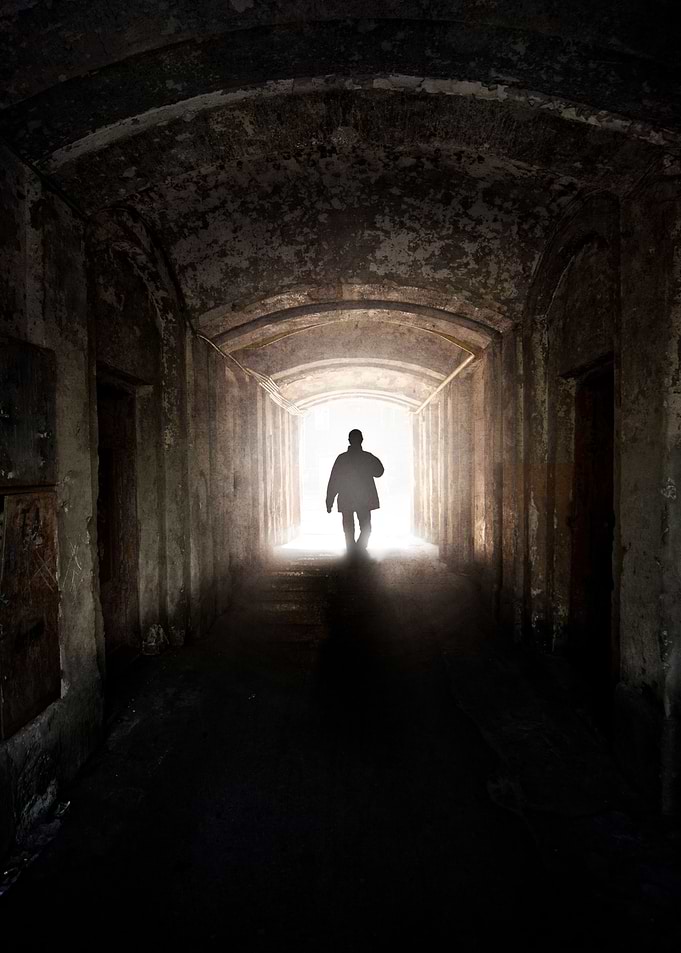 In the tunnel with bright light