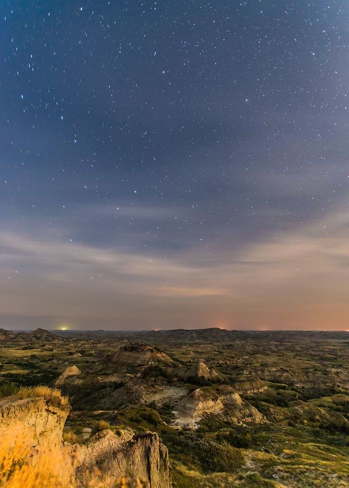 Stars coming out at night overlooking Theodore Roosevel ...