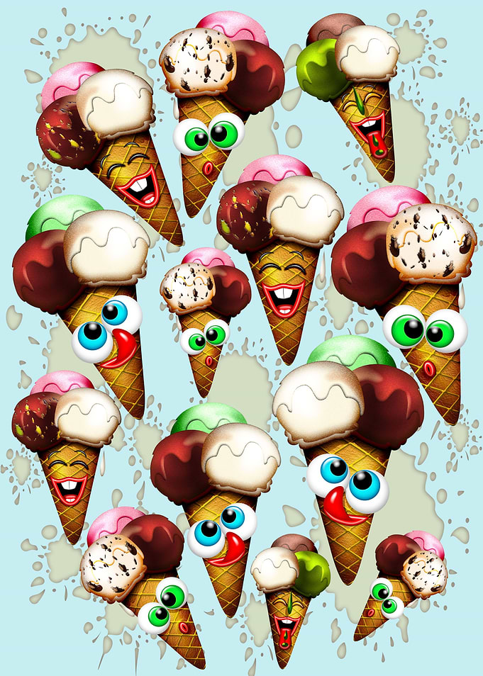 Ice Cream Cones Cartoon Summer Pattern